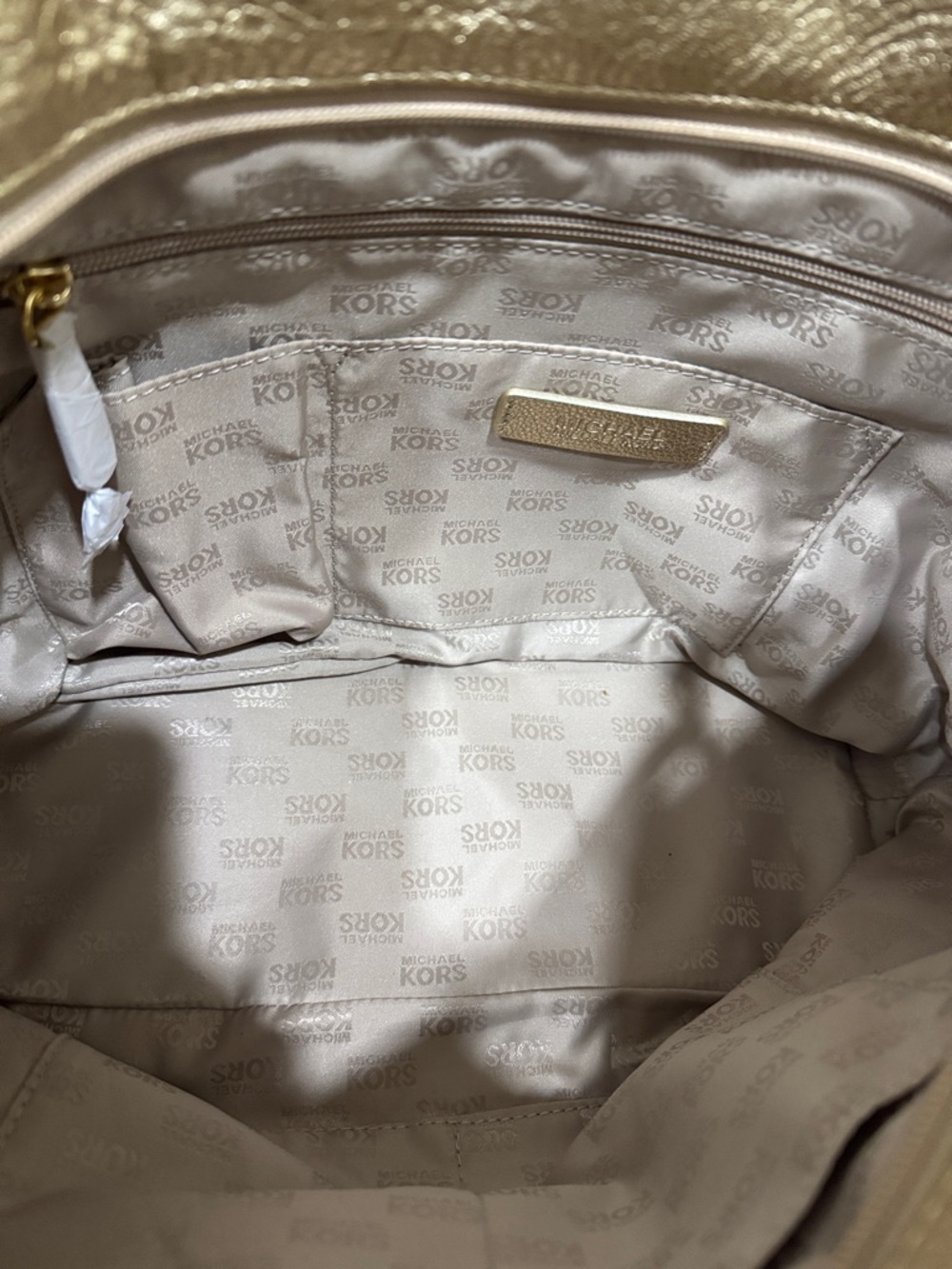 Michael Kors Jet Set Chain Tote Gold Metallic MK Logo Shoulder Bag NWT - Picture 5 of 11